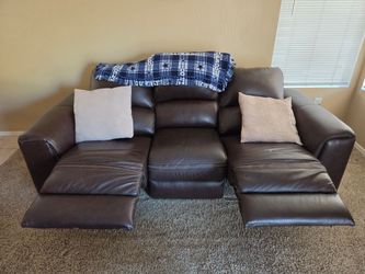 Brown Leather Reclining Sofa