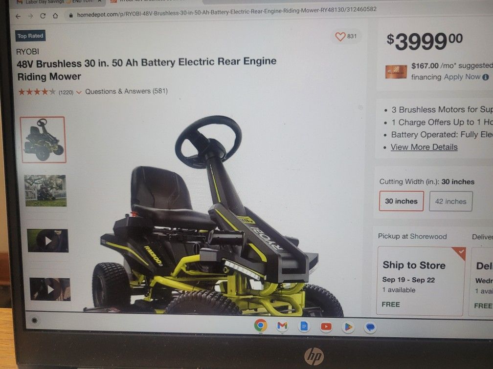 Ryobi Electric Yard Tractor / Mower / Mulcher