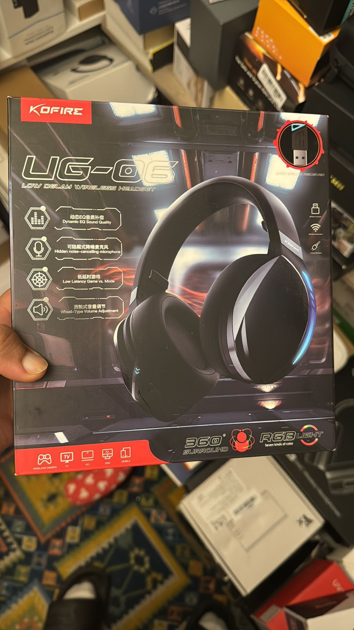KOFIRE UG-06 Wireless Gaming Headset for PS4 PS5 PC, 30H Playtime, Low Latency, Noise Cancelling Over Ear Bluetooth Gaming Headphones with Dual Mic, 3