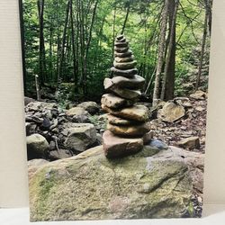 Zen Cairn Stone Nature Art Canvas 16”x20”