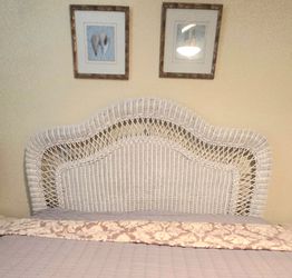 White Wicker Queen Headboard