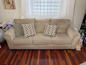 Fabric Sofa with Throw Pillows