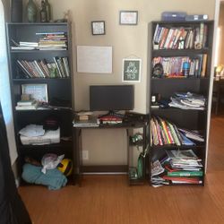 Book Shelves And Desk. 