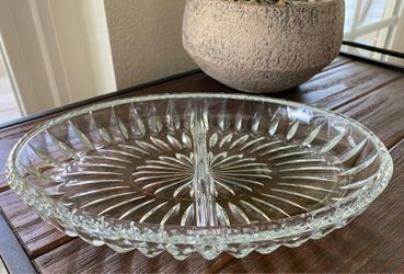 Vintagess Divided Clear Glass Serving Dish