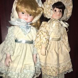Two Vintage Porcelain Dolls Collectibles