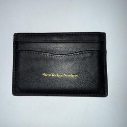 Black leather New York or Nowhere cardholder with gold logo