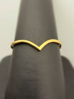 10k solid yellow gold ‘V’- shape Boho Chevron wishbone Ring curved wedding band sz9.5