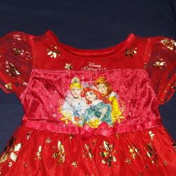 Toddler Size 2T DISNEY Princesses Fancy CHRISTMAS DJ's Nightgown Dress