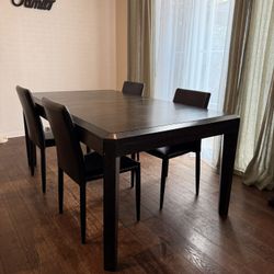 Ashley Furniture Raehurst Dark Wood Dining Table + 4 Chairs – Extension Leaf – Good Condition  