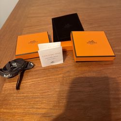 Hermes Paris 2 Bracelet Boxes Empty 3.5”Square With Pouches Ribbon Small Booklet