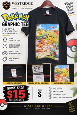 Pokémon Graphic Tee – Black, Size S