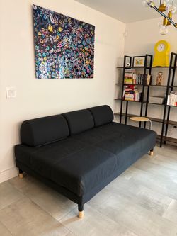 Dark Gray Sleeper Sofa with Wood-Tipped Legs