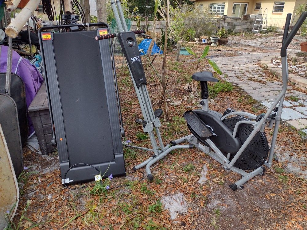 4 Piece Home Gym Treadmill Climber Exercise & Stationary Bike Combo