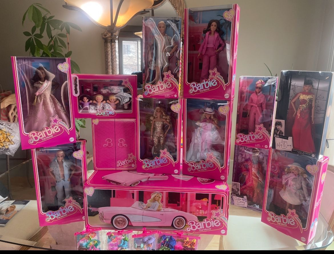 Barbie The Movie Full Set Doll Collection + Convertible + Wardrobe RARE*