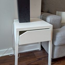 White Nightstand / Side Table with Drawer