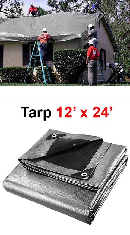 (NEW) $25 Heavy Duty 12’x24’ 10mil Canopy Poly Tarp Reinforced Tent Car Boat Cover Tarpaulin