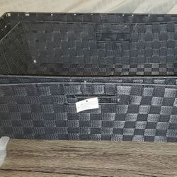 Grey Rolling Under Bed Weaved Storage Baskets