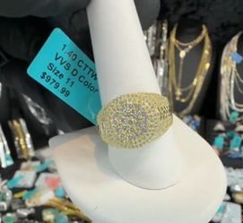 Men’s 1.40 CTW VVS D Color Iced-Out Gold .925 Sterling Silver Ring Size 11