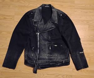 Balmain Denim Biker Jacket Sz Large 100% Authentic!!
