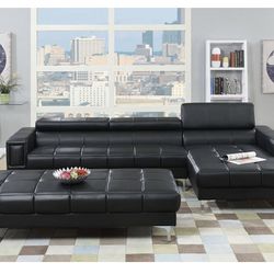 Black Sectional Sofa - Ottoman Sold Separately 