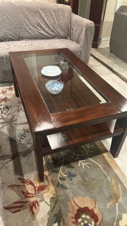 Wooden coffee table.
