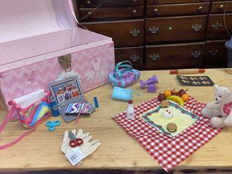 American girl doll accessories with pink Ballet-Themed Toy Chest.