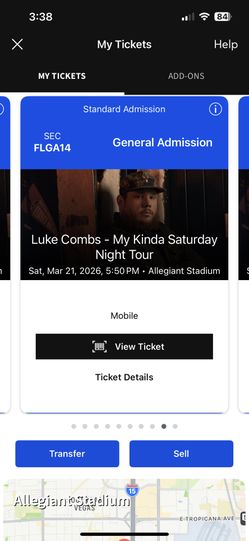 Luke Combs Floor GA at Allegiant Stadium