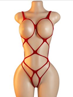 Sexy Lingerie One-Piece Mesh Bodysuit Women Open Crotch Hollow Out Lace Up Teddy Transparent Erotic Nightwear Intimates Underwea