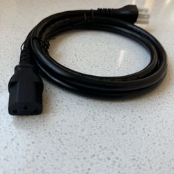 6 Feet Computer Monitor TV 3 Prong AC Power Cord, 18 AWG, 125 Volts, Black