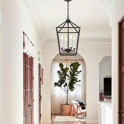 New MELUCEE 4-Light Farmhouse Cage Pendant Light in Oil Rubbed Bronze Vintage Chandelier Lantern Hanging Light Fixtures Ceiling with White Candle-Shap