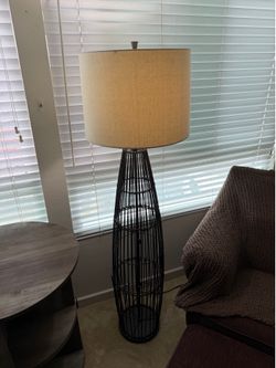 Tall wicker lamp
