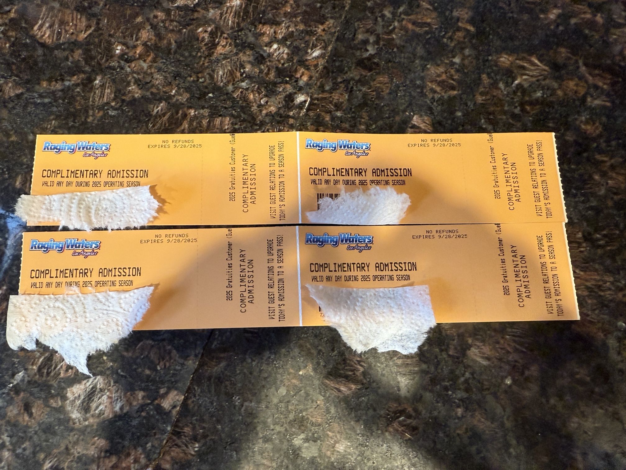 Raging Water (4) Tickets $75 For ALL