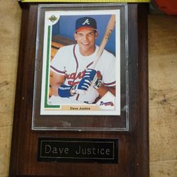 Dave Justice plaque with card. Rare. BEST OFFER