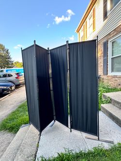 Black 4-Panel Room Divider Privacy Screen