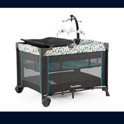 Pamo Babe Portable Crib for Baby, Portable Baby Playpen with Bassinet and Changing Table Grey