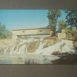 Covered Bridge North Hartland Vermont 1950s Lusterchrome Tichnor Bros. Boston Massachusetts Picture Postcard Vintage Collectible RPPC Post Card PC