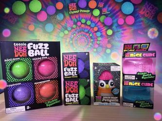 6 Needohs Bundle - Needoh Polar Glow Penguin - Fuzz Balls - Nice Cube