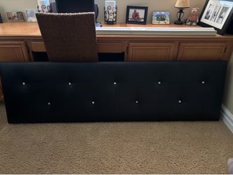 Faux leather tufted headboard with crystal buttons
