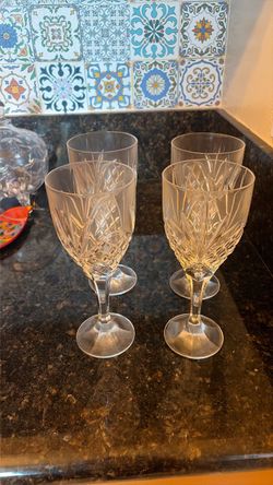 Set of 4 Cut Crystal Wine Glasses