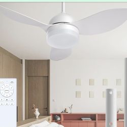 ROMASS Ceiling Fans with Lights and Remote, LED Outdoor/Indoor 38 inch Noiseless 3 Colors Dimmable 6 Speeds for Bedroom, Living Room, Kitchen, Patio, 