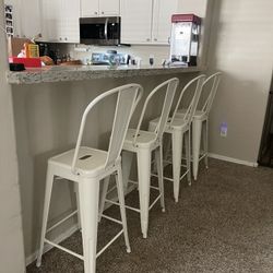 White Metal Bar Stools 4