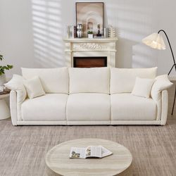Houston 98.5" 3-Seater Linen Fabric Sofa