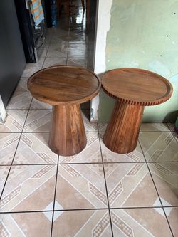 Solid Mango Wood Solid Pedestal Side Table