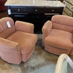 Pair Of Vinatge Red Chairs 