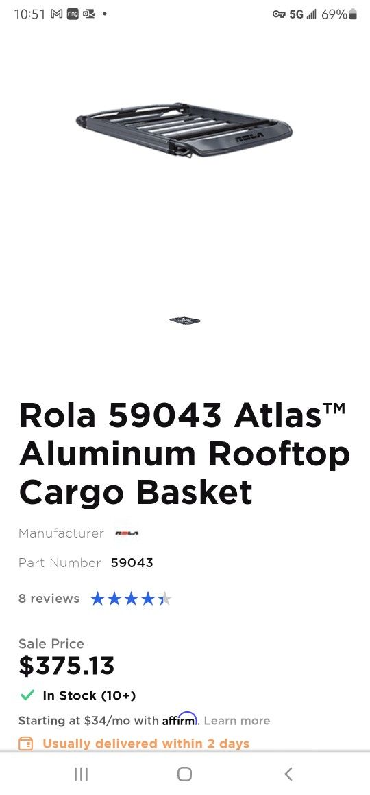Rola Atlas Roof Top Basket Cargo Carrier With Accessory Bars $375 Plus Shipping New