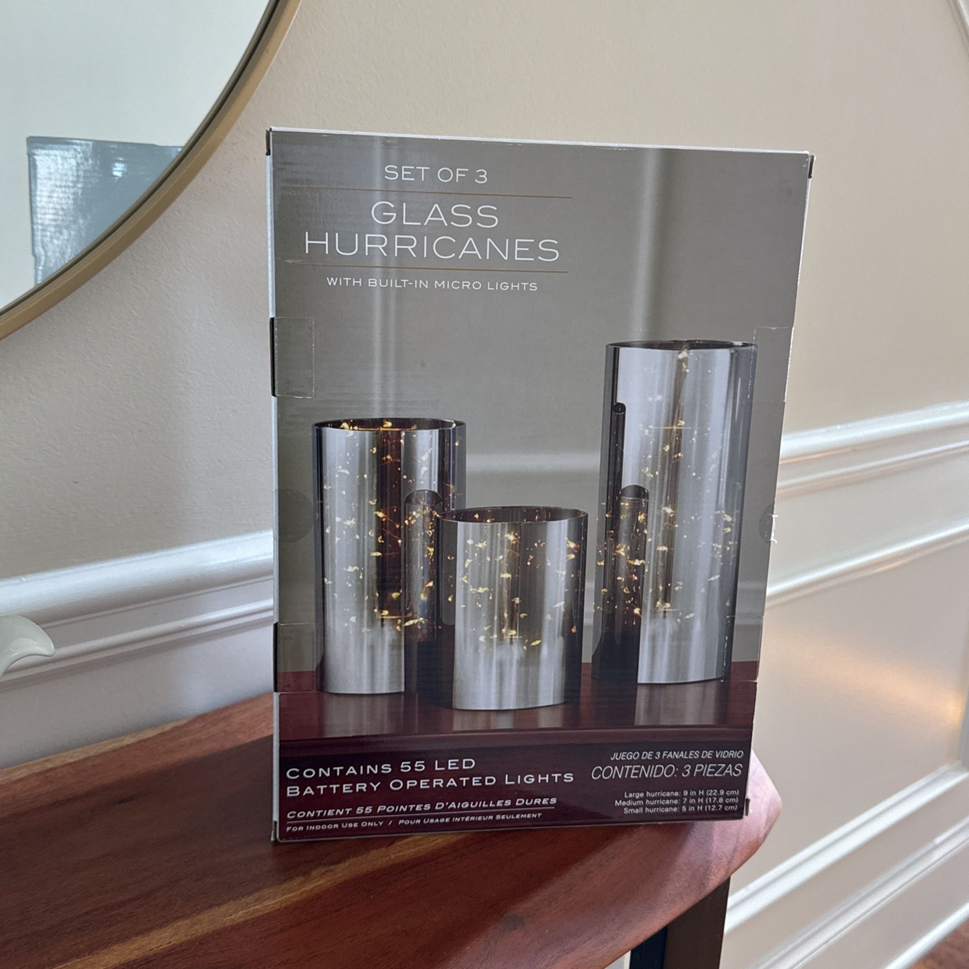 Set Of 3 Glass Hurricanes