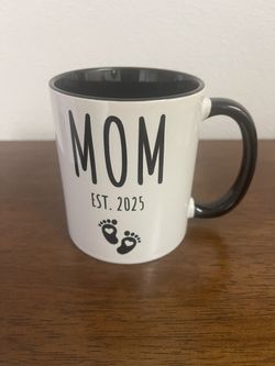 Mom Est 2025 Coffee Mug With Baby Footprint