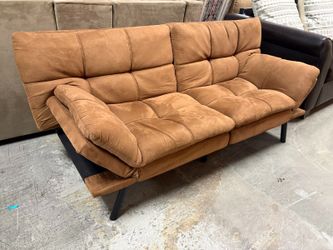 Caramel Fabric Convertible Sleeper Sofa