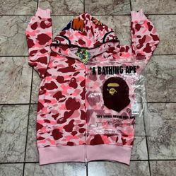 A Bathing Ape Pink And Red Camouflage Hoodie -Small
