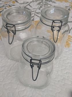 Mason Jars- Vintage- Fidenzo All glass Jars- 3 Jars